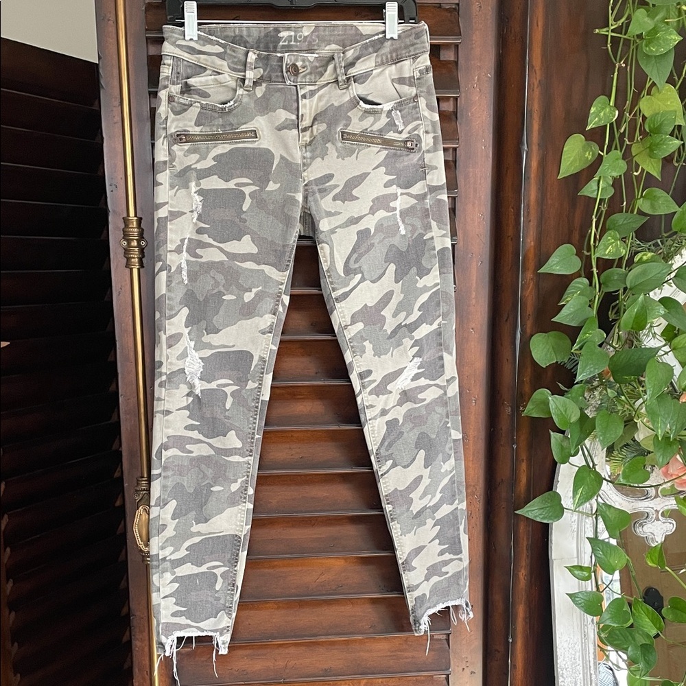 Zara Basic Denim Camo Skinny Jeans Distressed Z1975 size 4